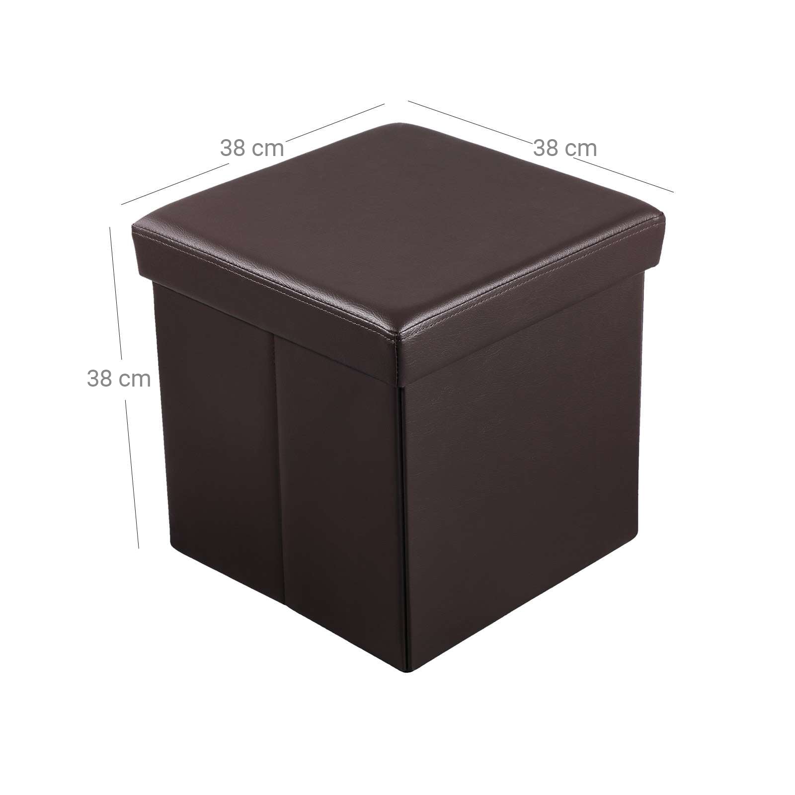 Folding Storage Ottoman - Faux Leather - Brown