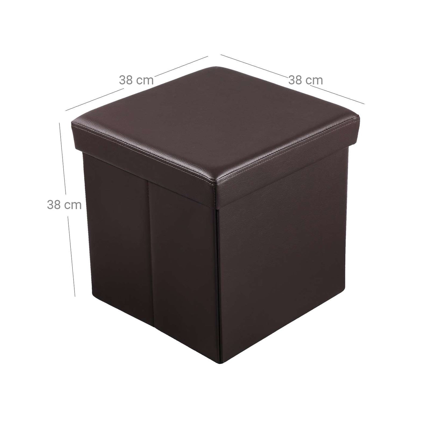 Folding Storage Ottoman - Faux Leather - Brown