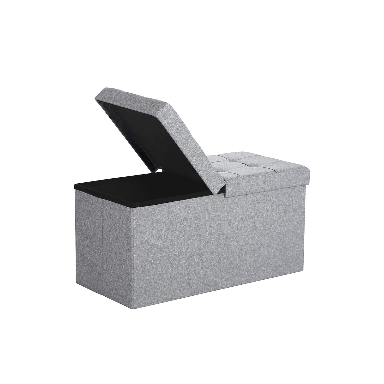 Storage Ottoman - Fabric - Grey - Foldable with Flipping Lid