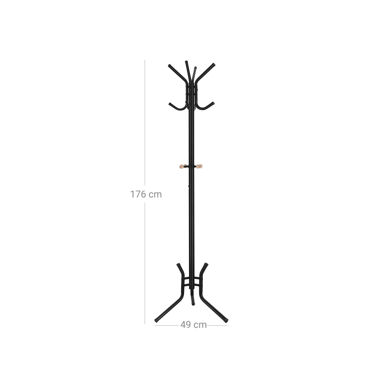 Coat Rack - Metal - Black - 12 Hooks