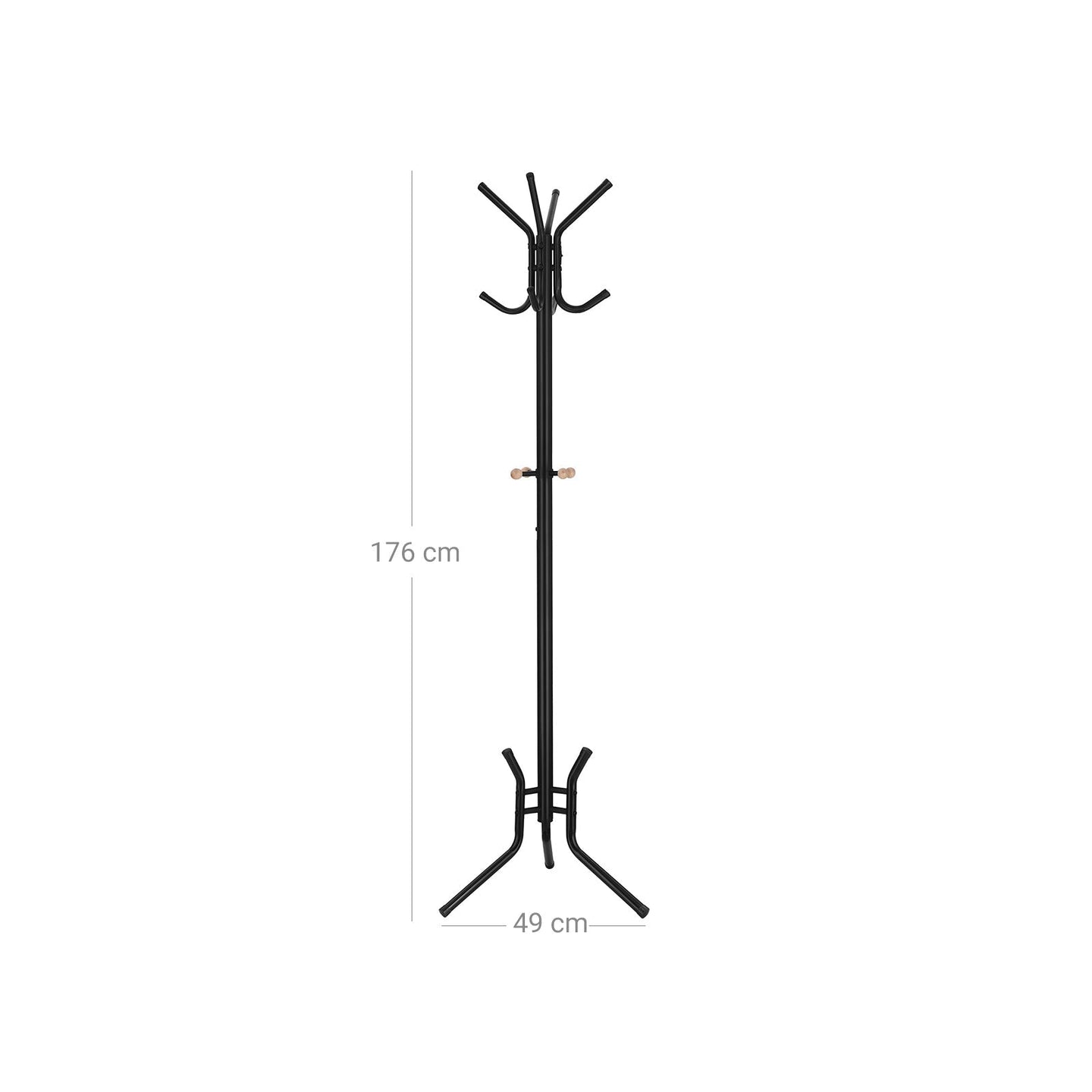 Coat Rack - Metal - Black - 12 Hooks