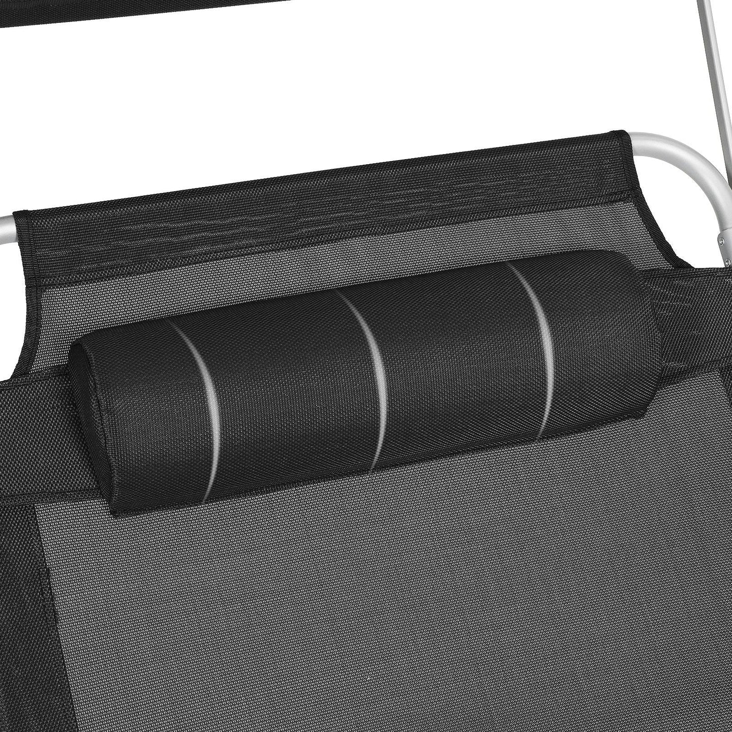 Sun Lounger - Fabric - Gray - Adjustable Headrest and Sunshade