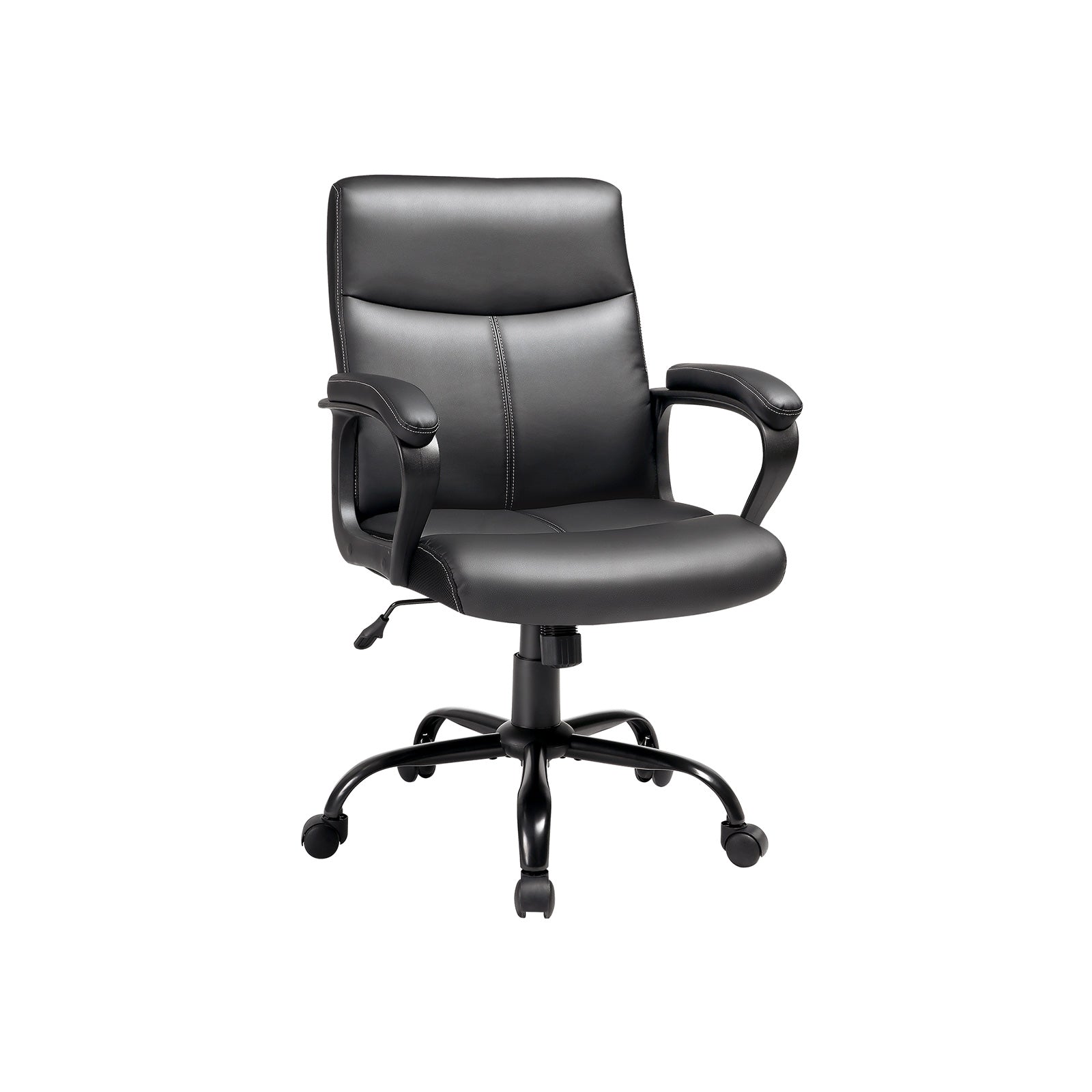 Executive Chair - Synthetic Leather - Black - Comfortable Thick Padding with Adjustable Height and Tilt Mechanism