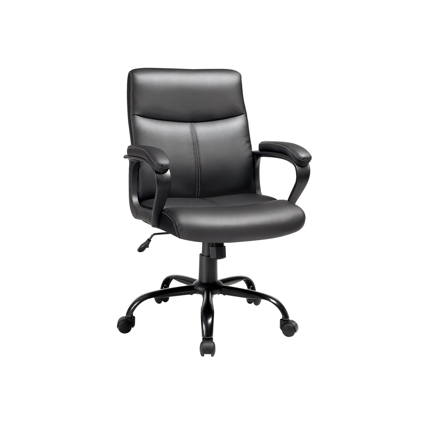 Executive Chair - Synthetic Leather - Black - Comfortable Thick Padding with Adjustable Height and Tilt Mechanism