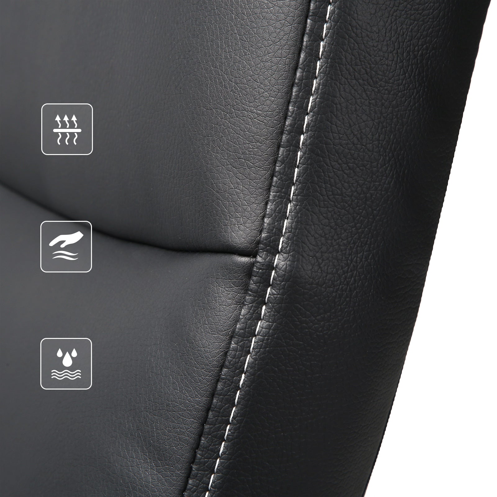 Executive Chair - Synthetic Leather - Black - Comfortable Thick Padding with Adjustable Height and Tilt Mechanism