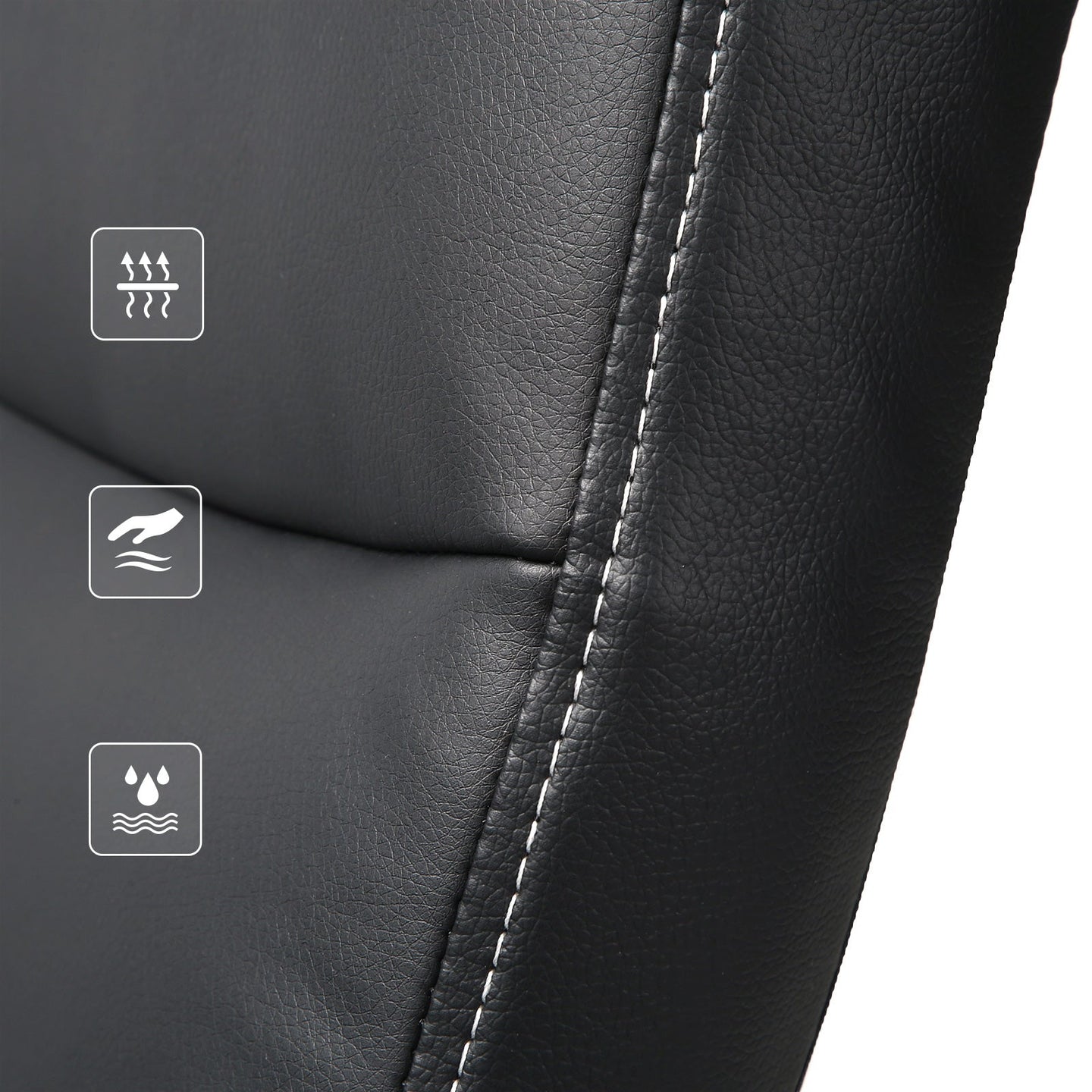 Executive Chair - Synthetic Leather - Black - Comfortable Thick Padding with Adjustable Height and Tilt Mechanism