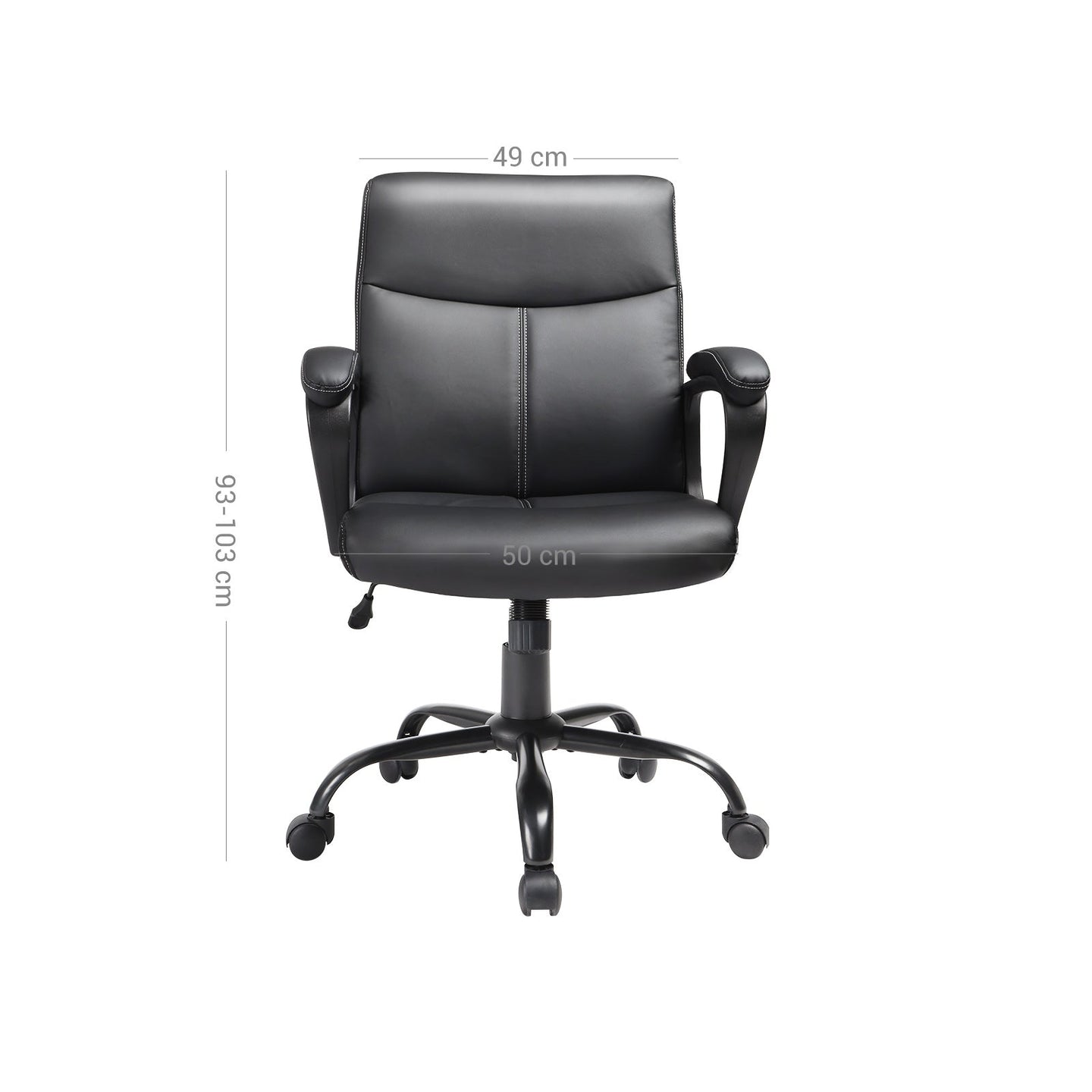 Executive Chair - Synthetic Leather - Black - Comfortable Thick Padding with Adjustable Height and Tilt Mechanism