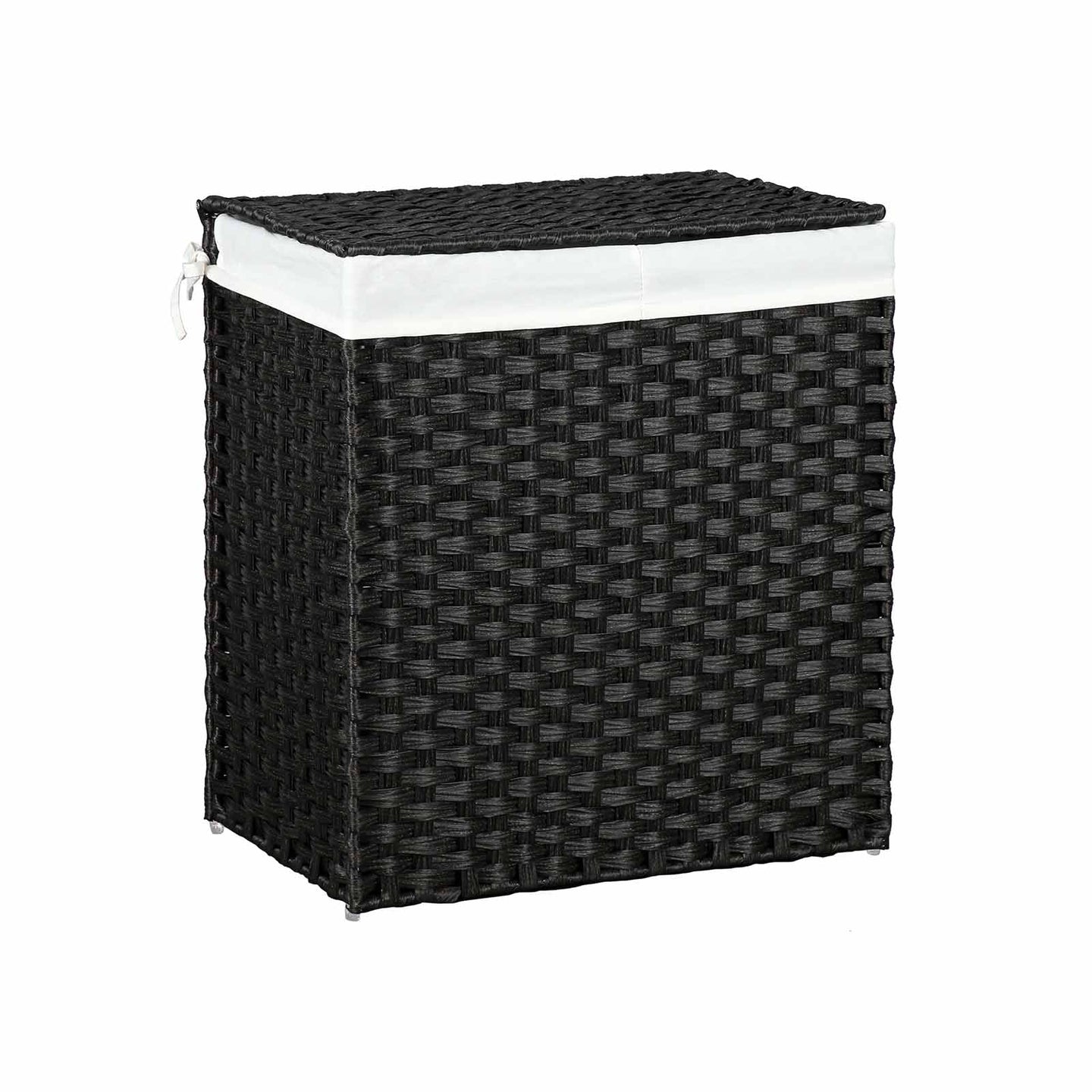 Laundry Hamper - Synthetic Rattan - Natural - 110L Capacity with Divided Compartment