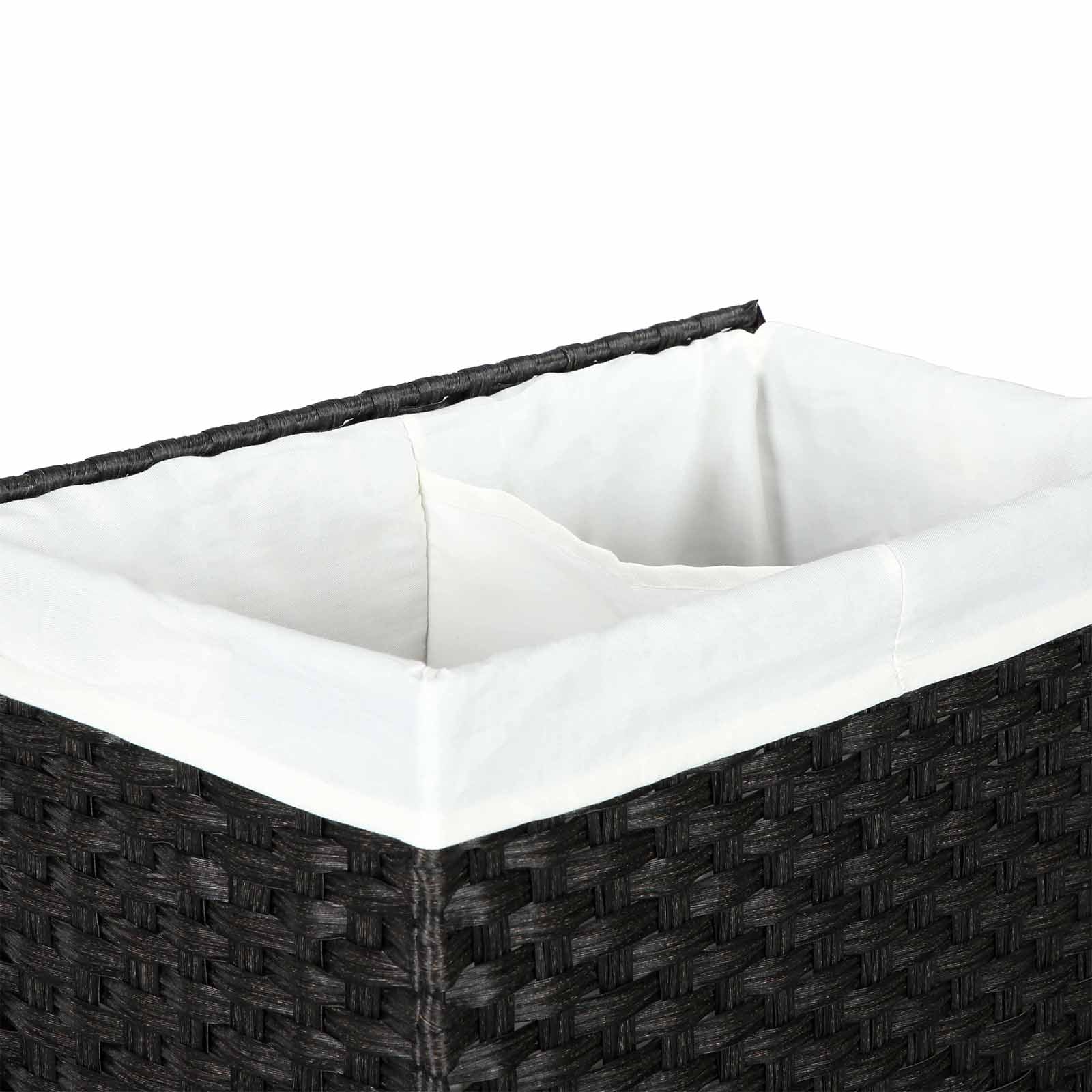 Laundry Hamper - Synthetic Rattan - Natural - 110L Capacity with Divided Compartment