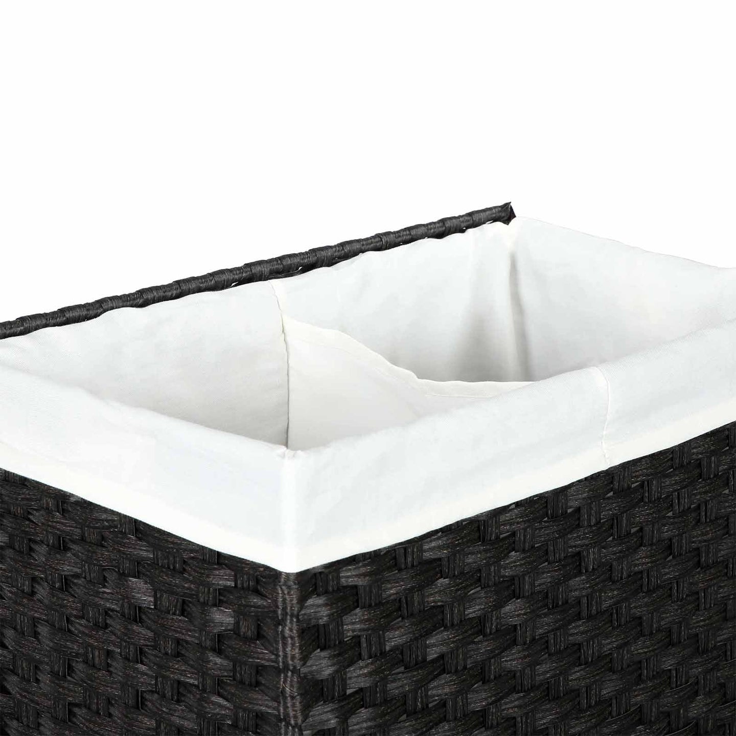 Laundry Hamper - Synthetic Rattan - Natural - 110L Capacity with Divided Compartment