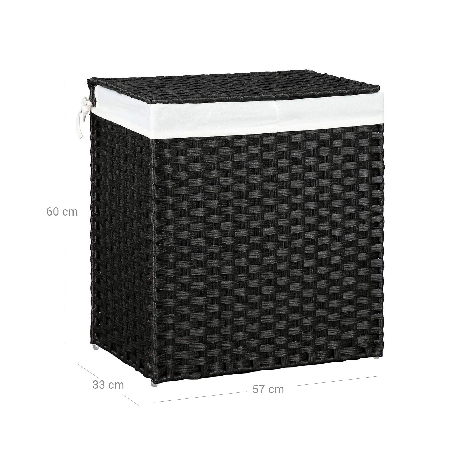 Laundry Hamper - Synthetic Rattan - Natural - 110L Capacity with Divided Compartment