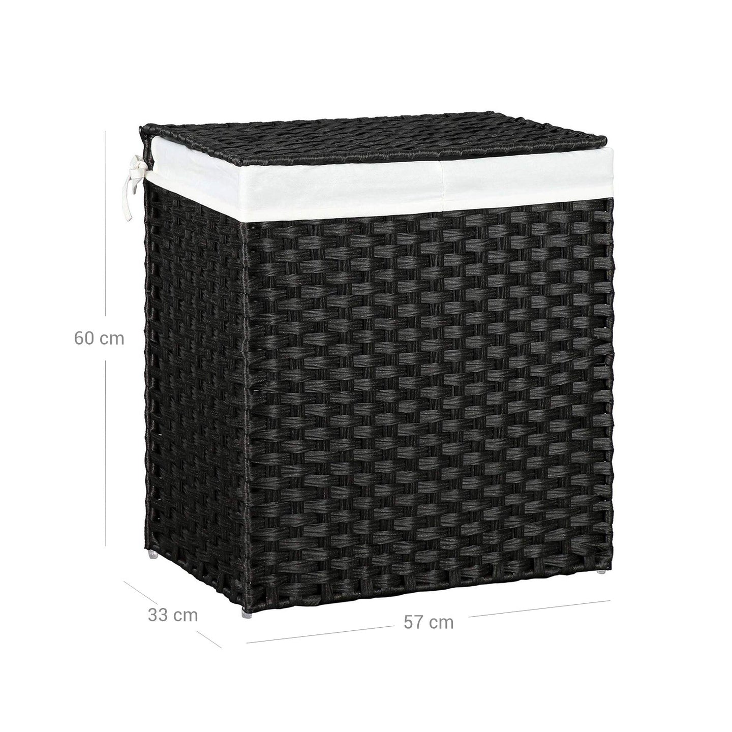 Laundry Hamper - Synthetic Rattan - Natural - 110L Capacity with Divided Compartment