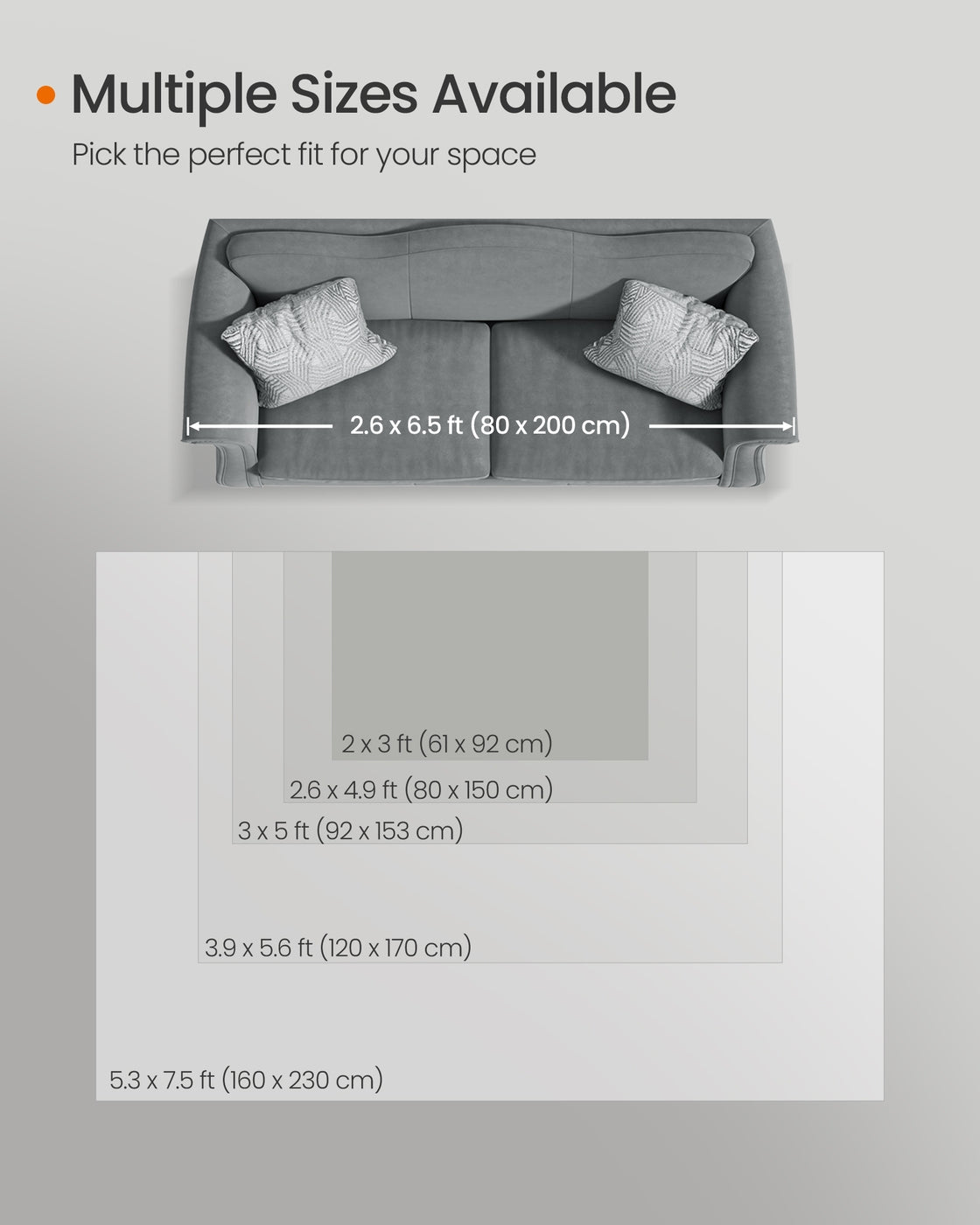 Area Rug Non-Slip Carpet for Bedroom Living Room - Polyester and Felt - Dove Grey