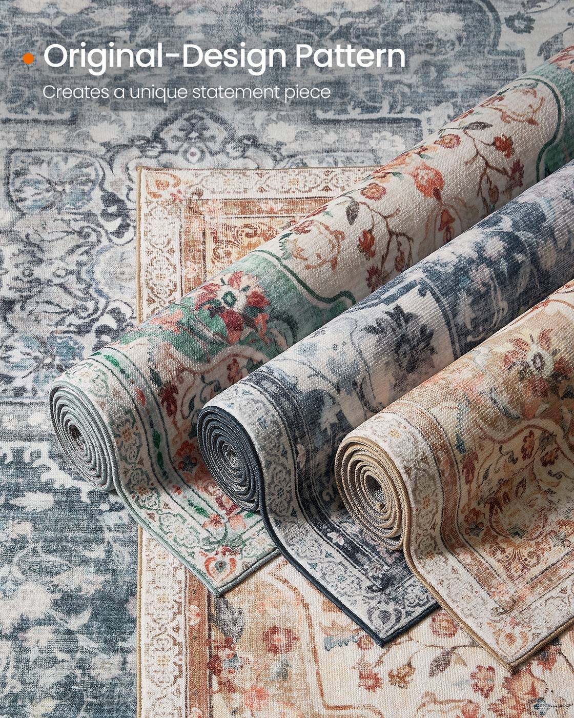 Area Rug Non-Slip Carpet for Bedroom Living Room - Polyester and Felt - Dove Grey
