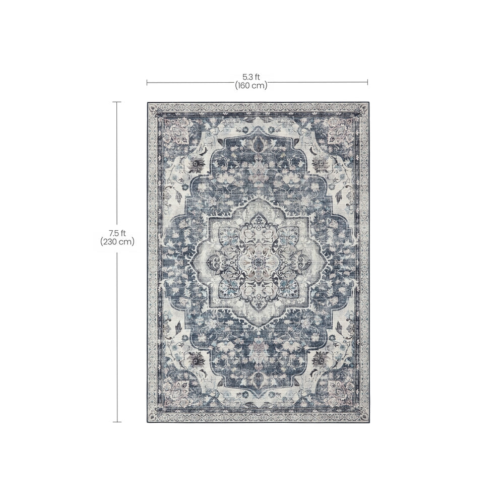 Area Rug Non-Slip Carpet for Bedroom Living Room - Polyester and Felt - Dove Grey