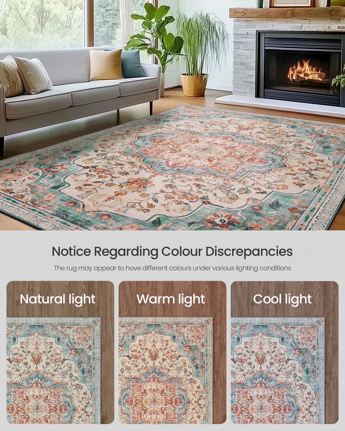 Area Rug Rug for Bedroom Non-Slip Carpet - Polyester and Felt - Teal Blue