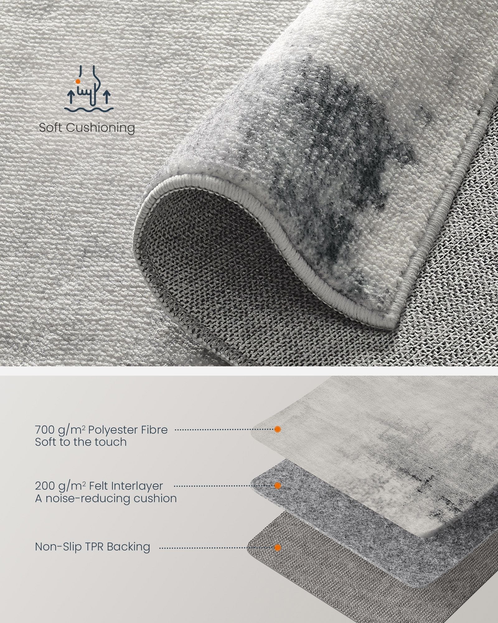 Area Rug - Fabric - Dove Grey - Non-Slip