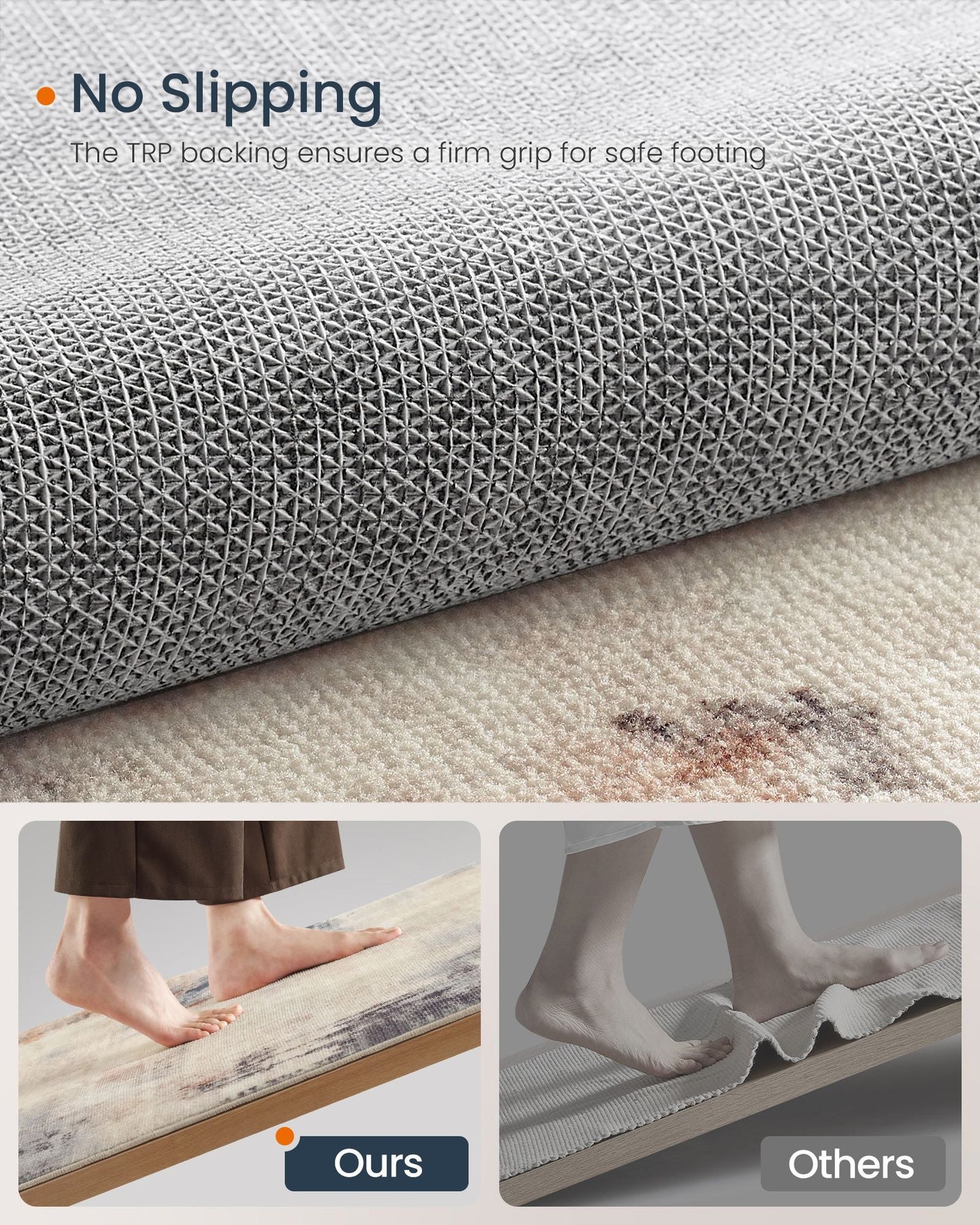 Area Rug - Fabric - Camel Brown - Non-Slip