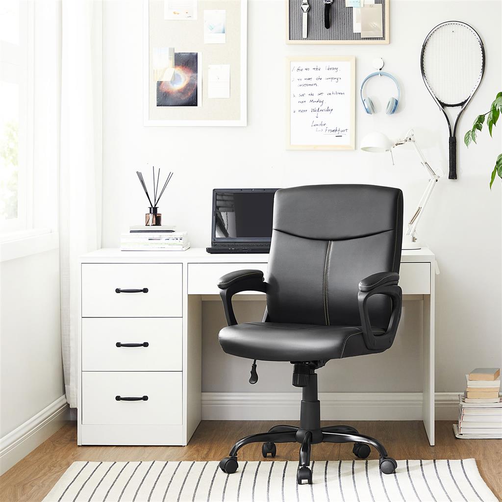 Swivel Office Chair - Mesh - Black - Adjustable Height with Lumbar Support and Thick Padding