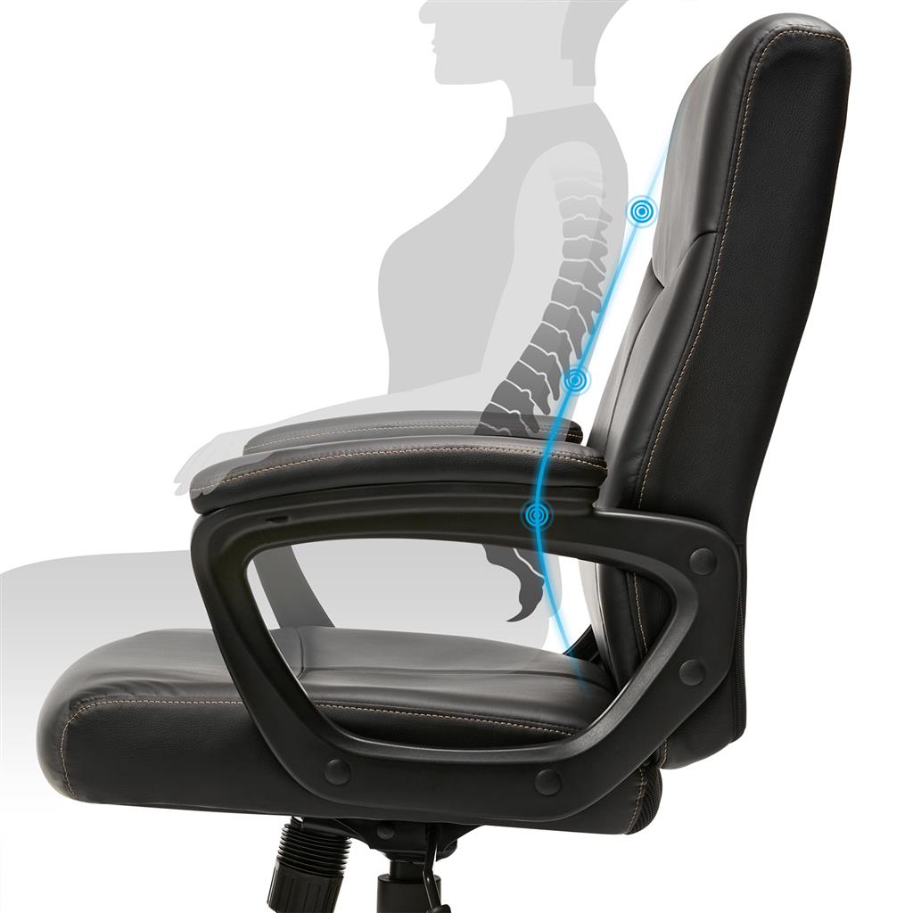 Swivel Office Chair - Mesh - Black - Adjustable Height with Lumbar Support and Thick Padding