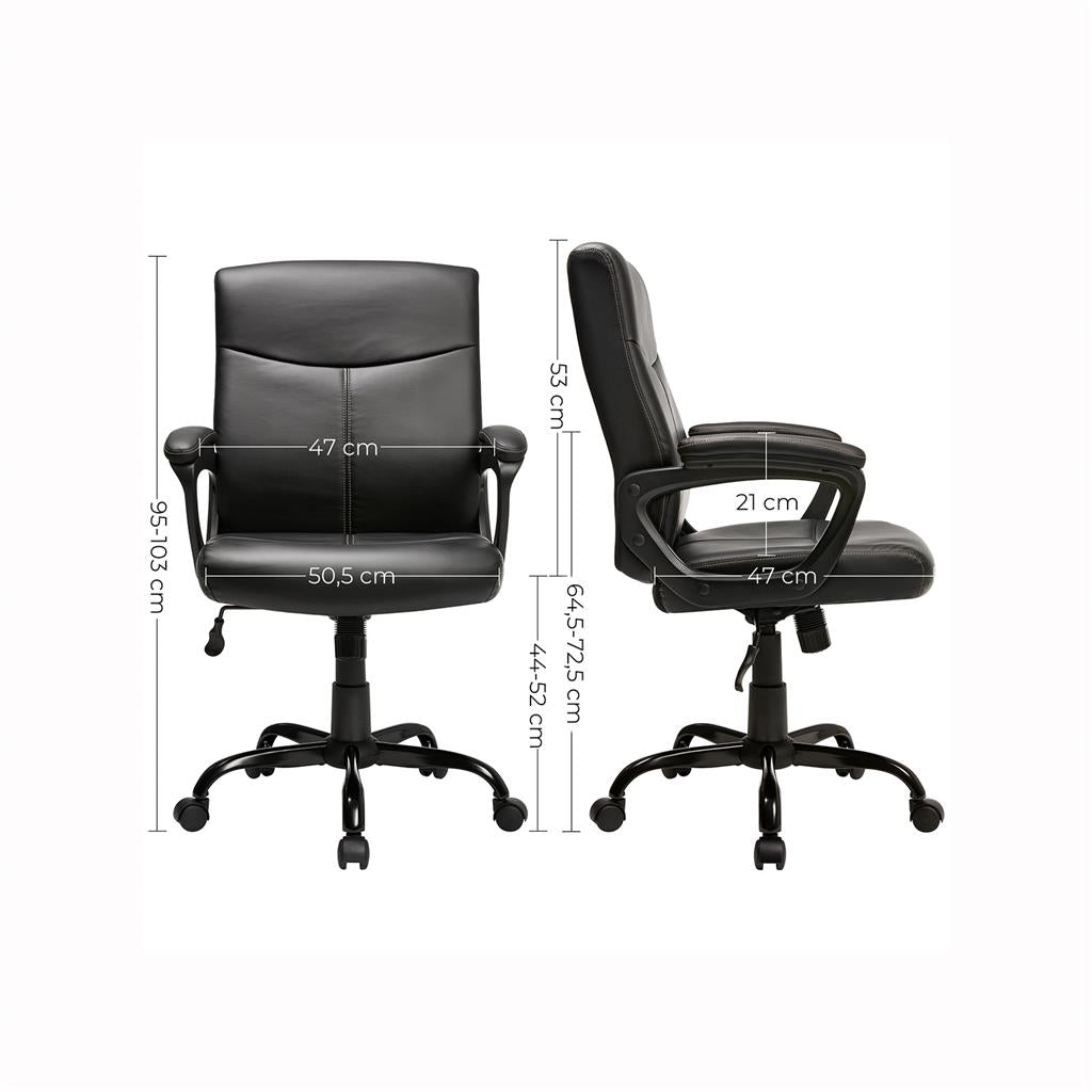 Swivel Office Chair - Mesh - Black - Adjustable Height with Lumbar Support and Thick Padding