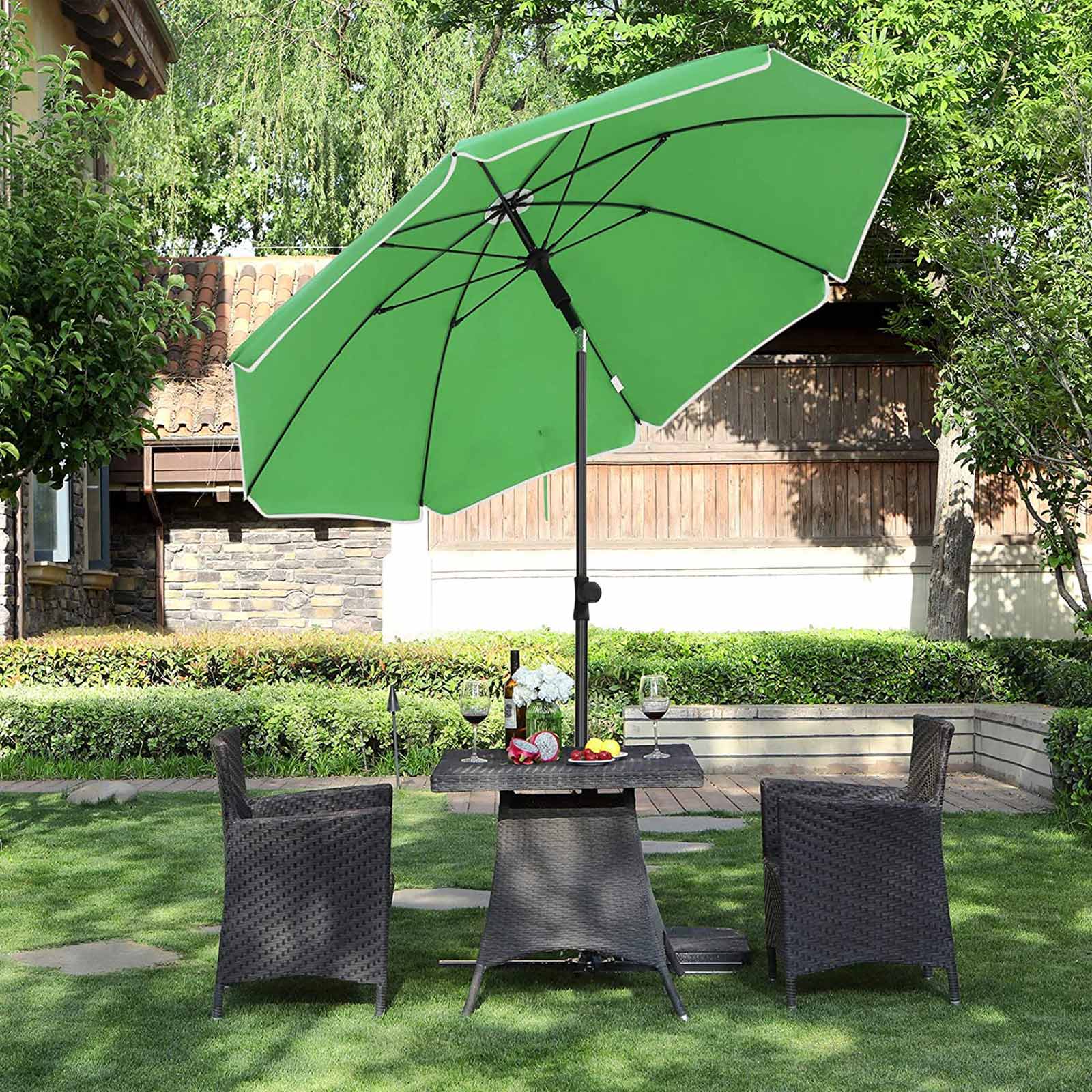 Beach Umbrella - Polyester - Blue - UV50+ with Tilt Mechanism and Carry Bag
