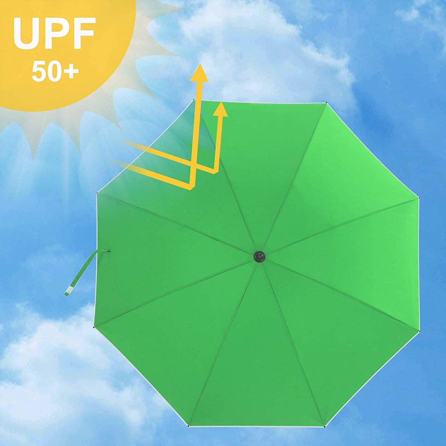Beach Umbrella - Polyester - Blue - UV50+ with Tilt Mechanism and Carry Bag