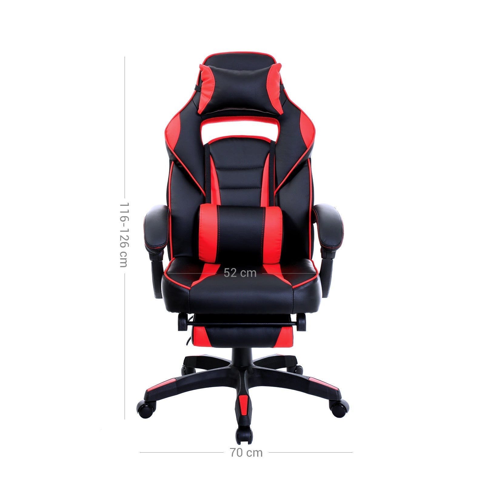 Gaming Chair - Faux Leather - Black and Red - Ergonomic Design with Adjustable Footrest and Tilt Mechanism