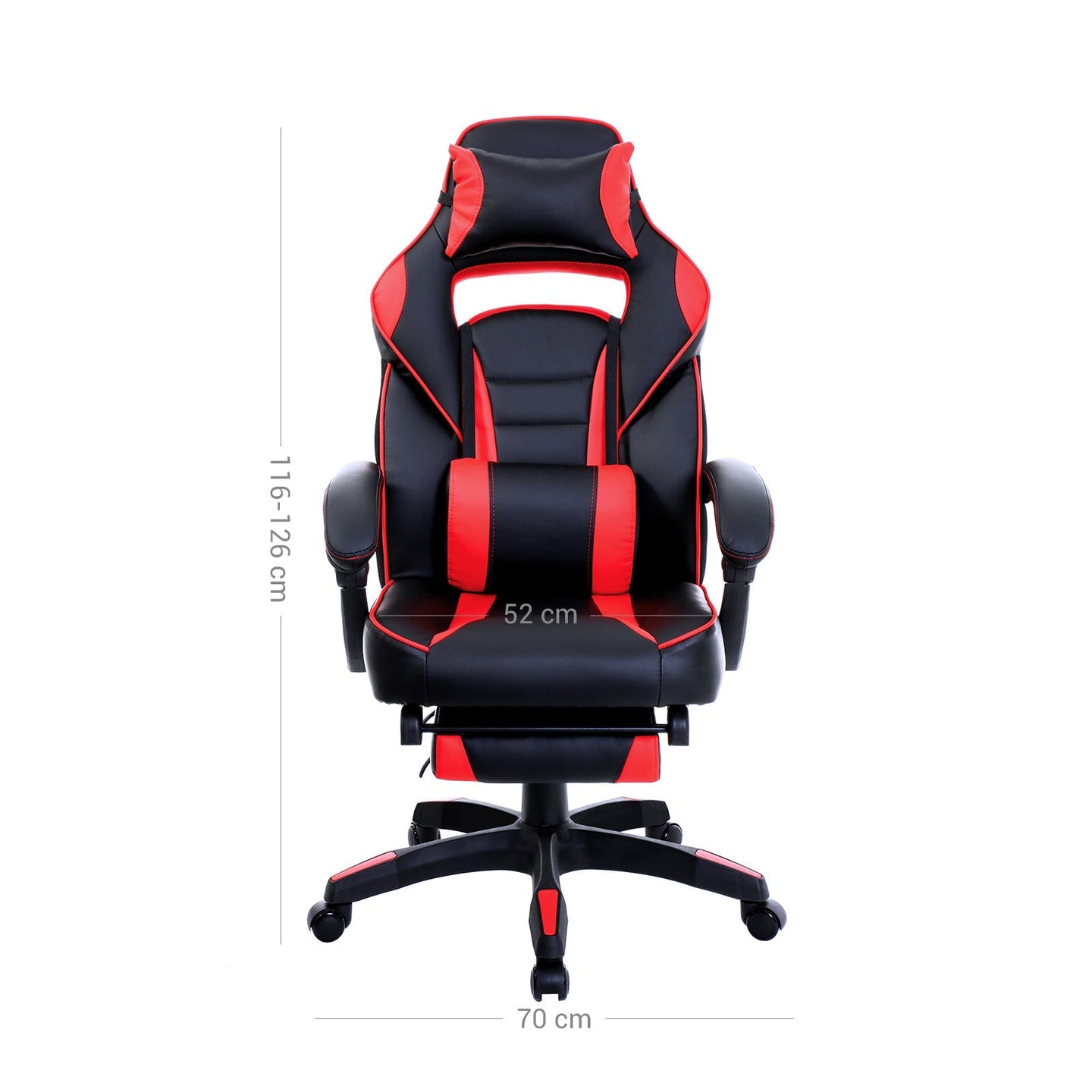 Gaming Chair - Faux Leather - Black and Red - Ergonomic Design with Adjustable Footrest and Tilt Mechanism