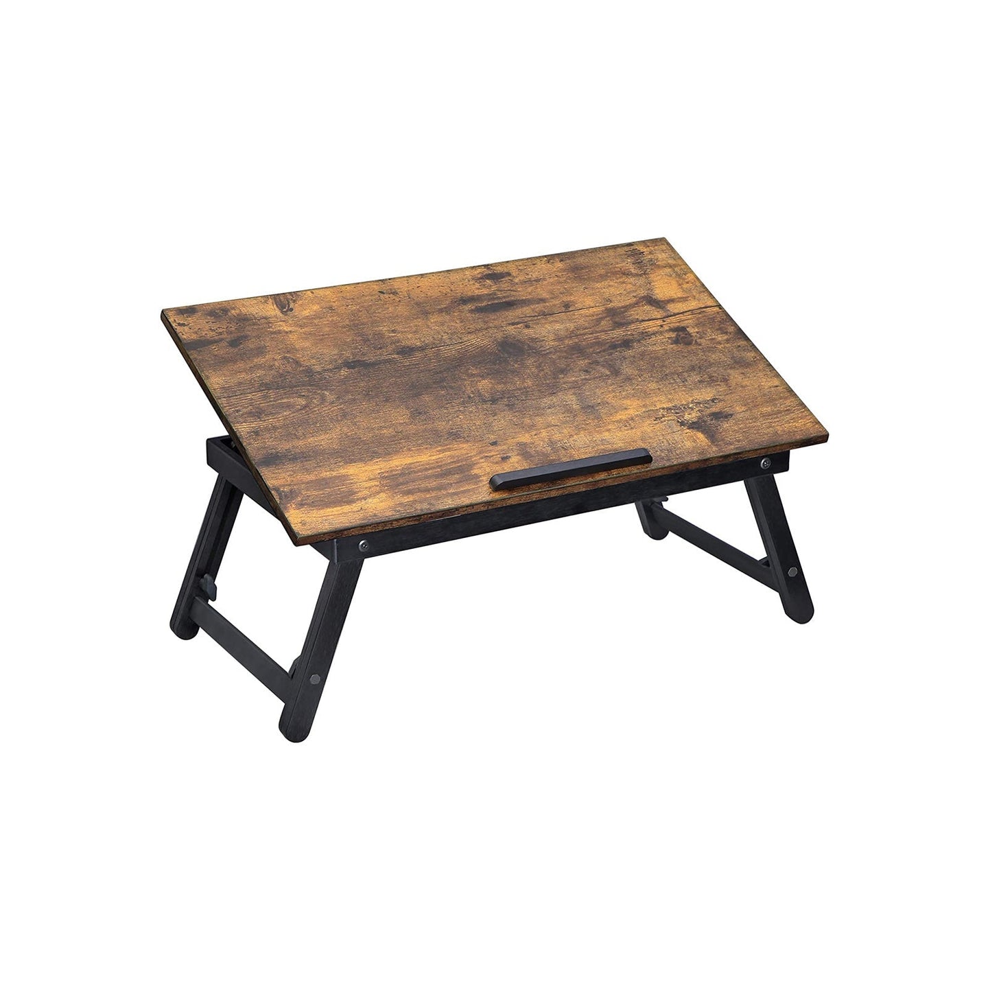 Laptop Desk - Wood - Rustic Brown - Adjustable Tilting Angles and Folding Legs
