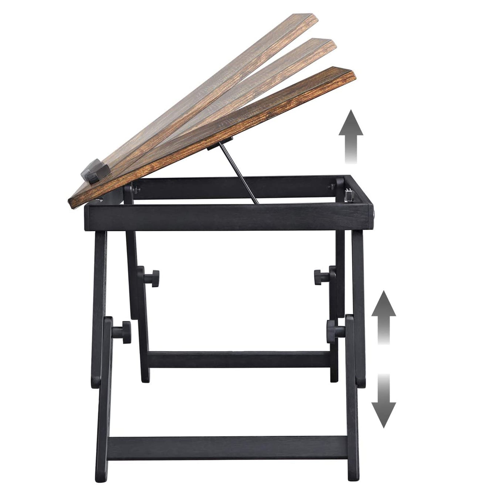 Laptop Desk - Wood - Rustic Brown - Adjustable Tilting Angles and Folding Legs