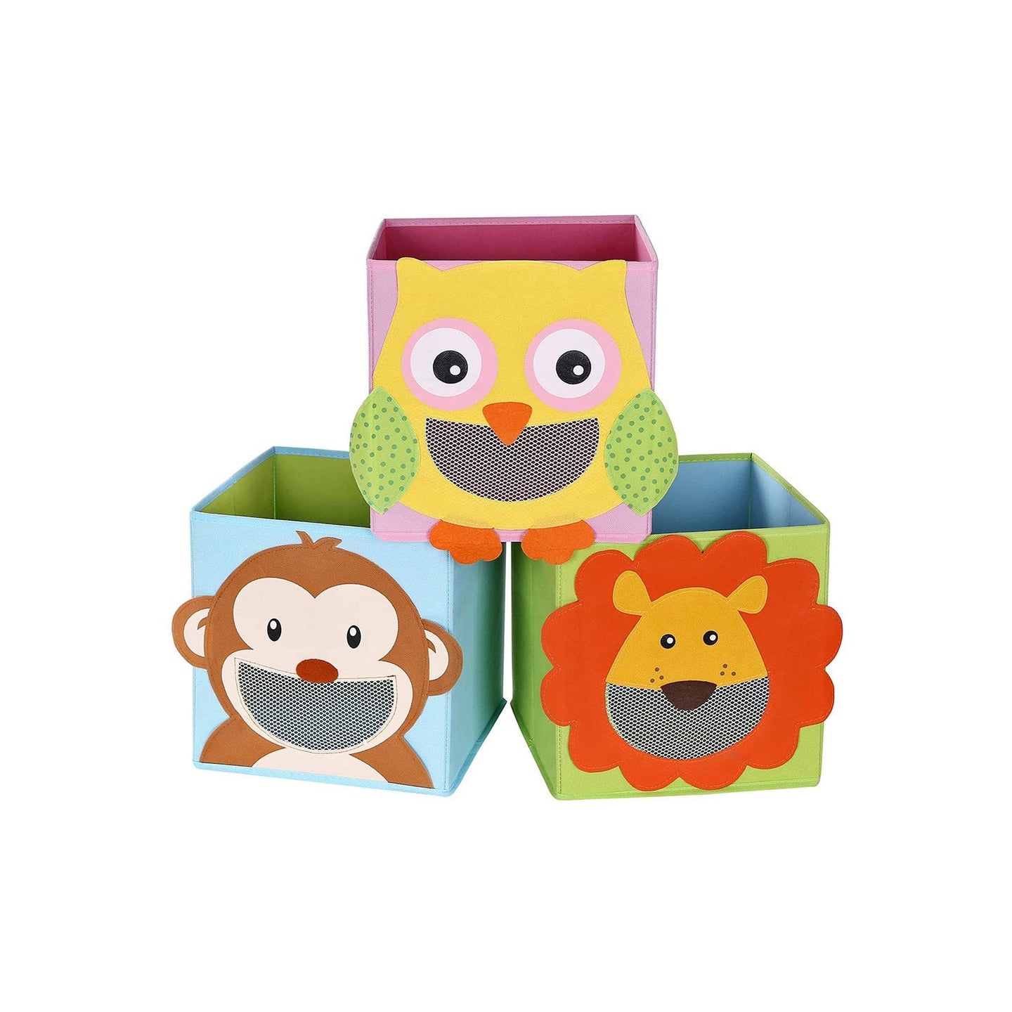 Toy Box Set - Fabric - Multicolor - Foldable with Animal Motifs
