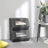 Stackable Storage Bins - Plastic - Gray and Beige - Transparent Windows with Magnetic Lid and Side Handles