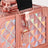 Cosmetics Case - Metal - Laser Rose Gold - Lockable Travel Organizer with Shoulder Strap
