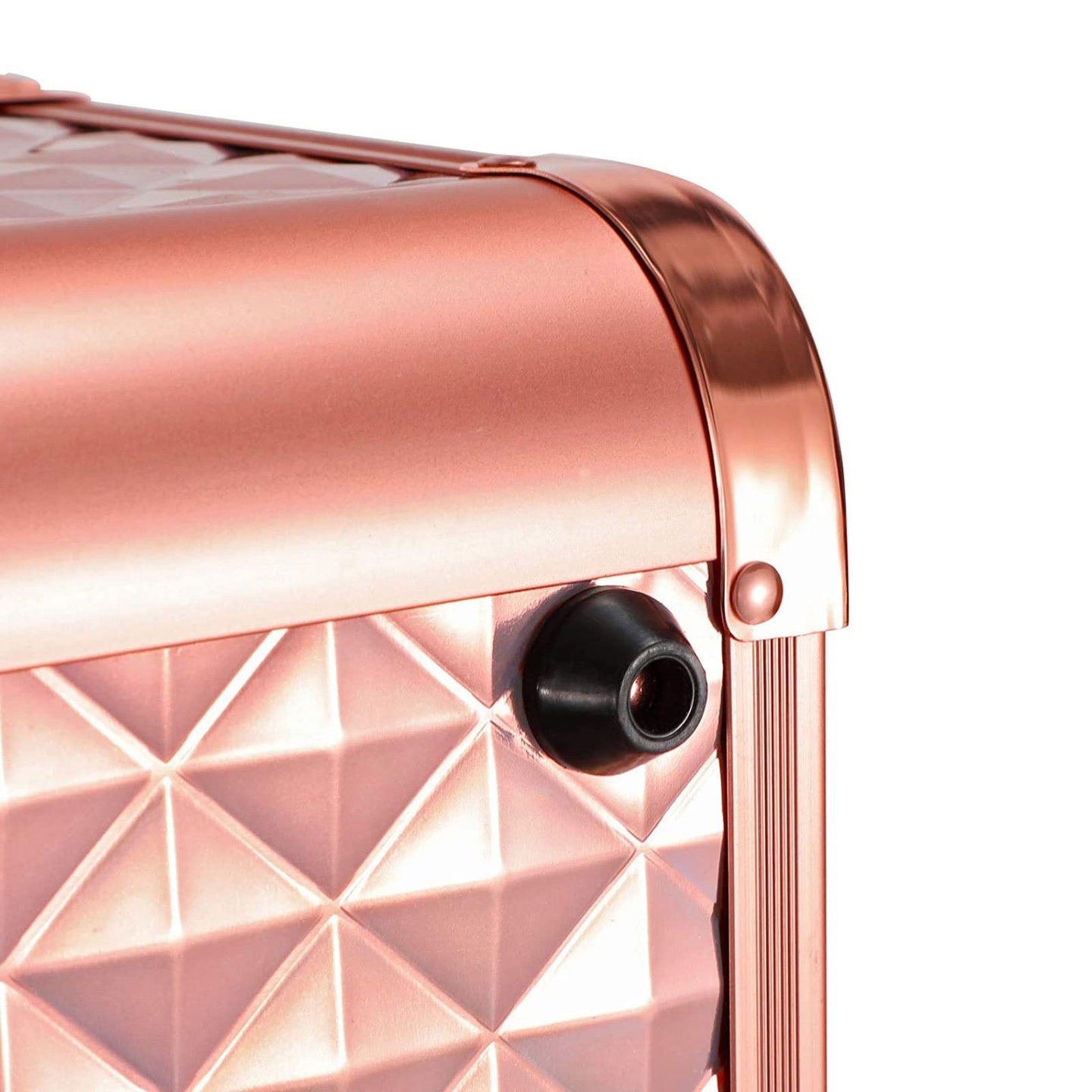 Cosmetics Case - Metal - Laser Rose Gold - Lockable Travel Organizer with Shoulder Strap