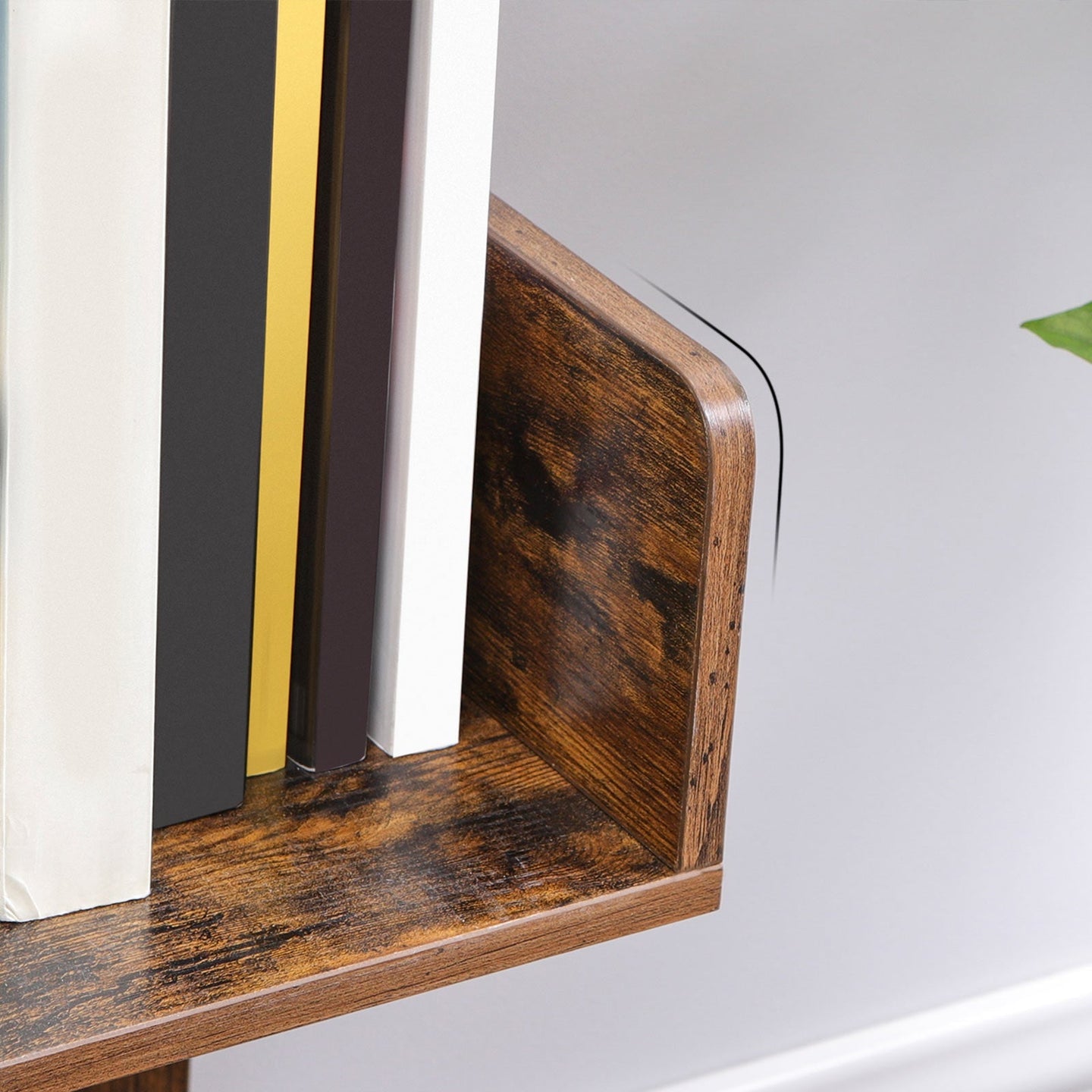 Tree-Shaped Bookshelf - Wood - Rustic Brown - 8 Storage Compartments