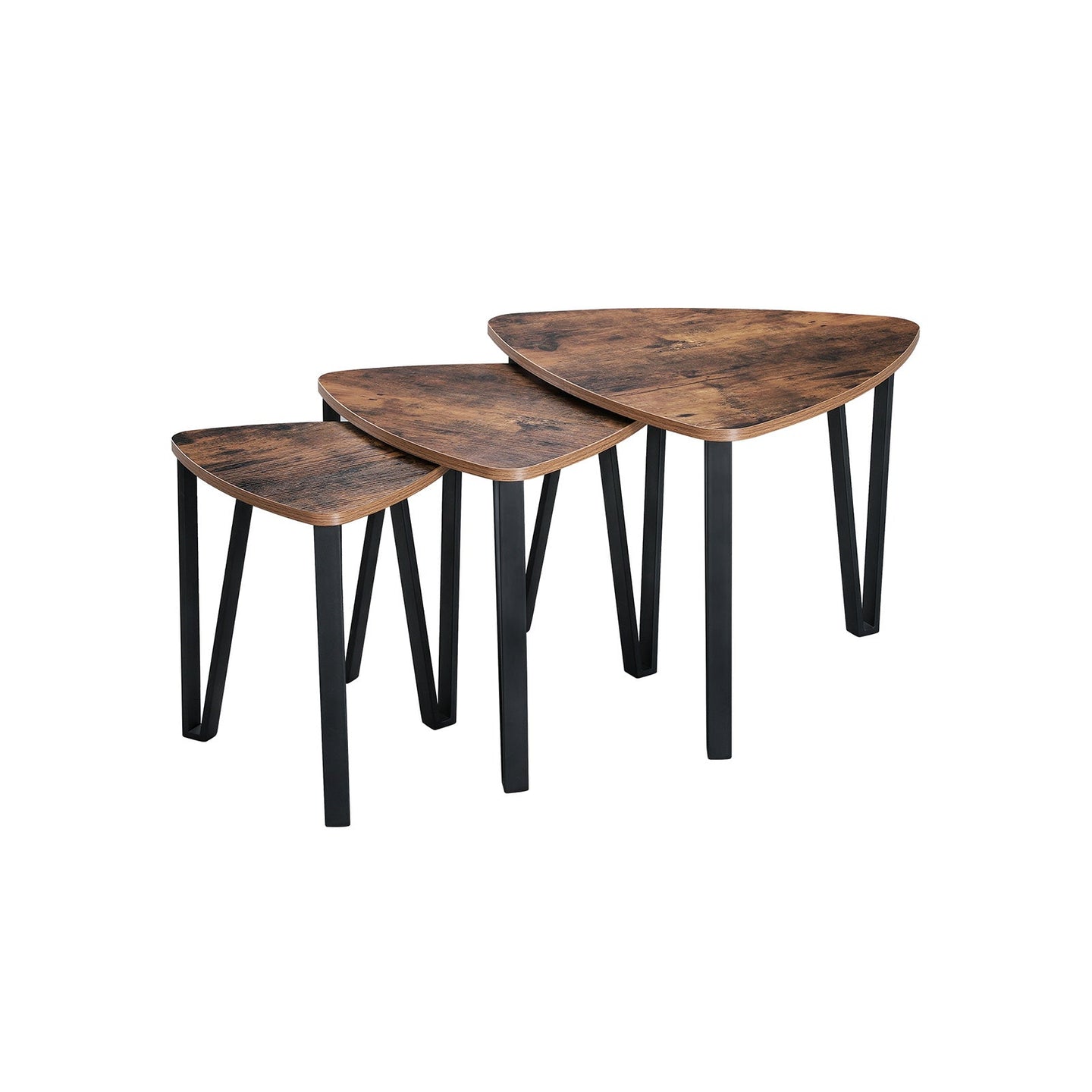 Nesting End Side Tables - Metal - Rustic Brown