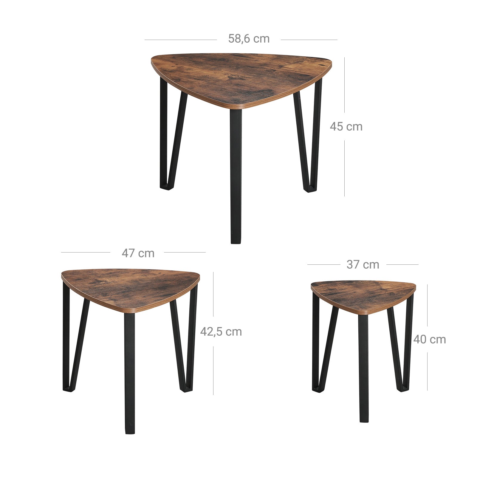 Nesting End Side Tables - Metal - Rustic Brown