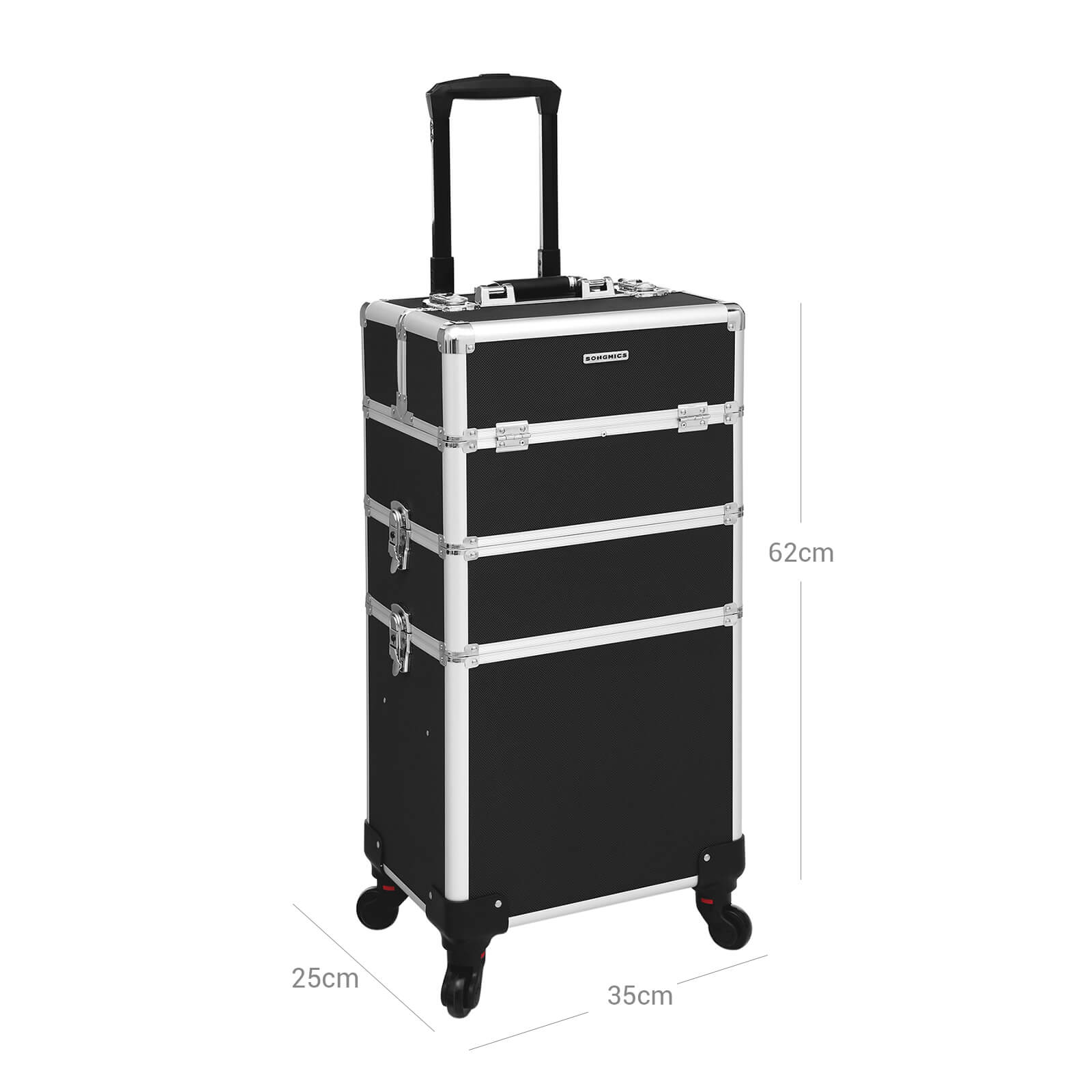 Cosmetic Trolley - Metal - Black - Lockable and Rolling with 360-Degree Casters