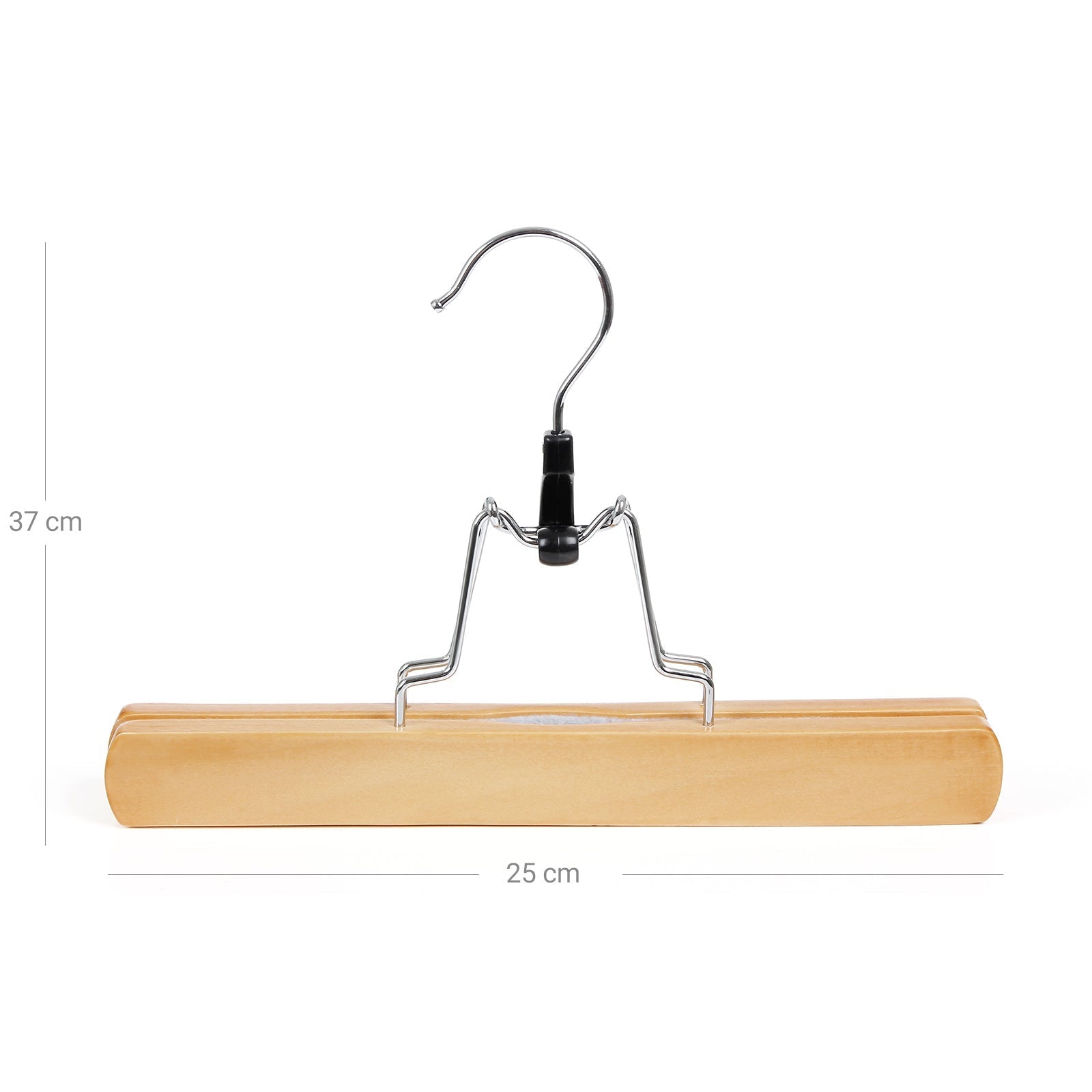 Trouser Clamp Hanger - Solid Wood - Natural - Set of 12 with 360° Rotatable Hook and Anti-slip Felt
