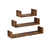 Wall-Mounted Floating Shelves - Wood - Rustic Brown - Set of 3 Vintage-Style U-Shaped Design