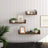 Wall-Mounted Floating Shelves - Wood - Rustic Brown - Set of 3 Vintage-Style U-Shaped Design