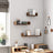 Wall-Mounted Floating Shelves - Wood - Rustic Brown - Set of 3 Vintage-Style U-Shaped Design