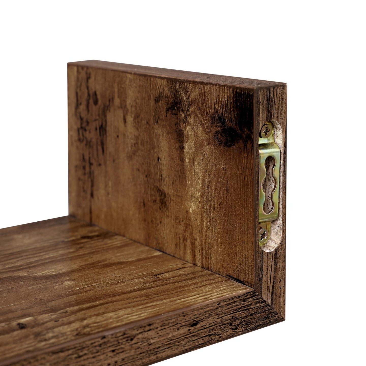 Wall-Mounted Floating Shelves - Wood - Rustic Brown - Set of 3 Vintage-Style U-Shaped Design
