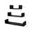 U-Shaped Floating Wall Shelves - Wood - Black - Set of 3 with 15 kg Weight Capacity