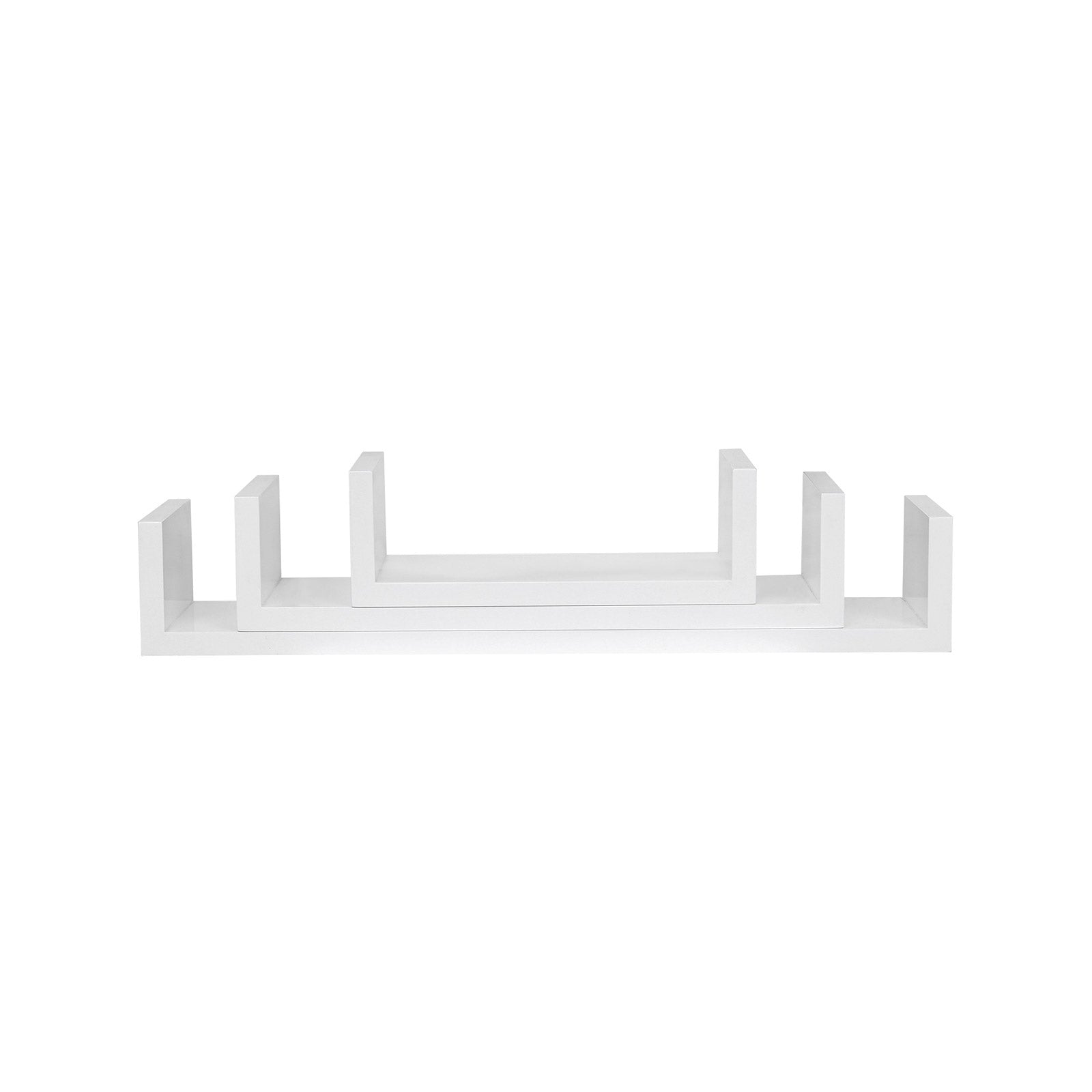 U-Shaped Floating Wall Shelves - Wood - Black - Set of 3 with 15 kg Weight Capacity