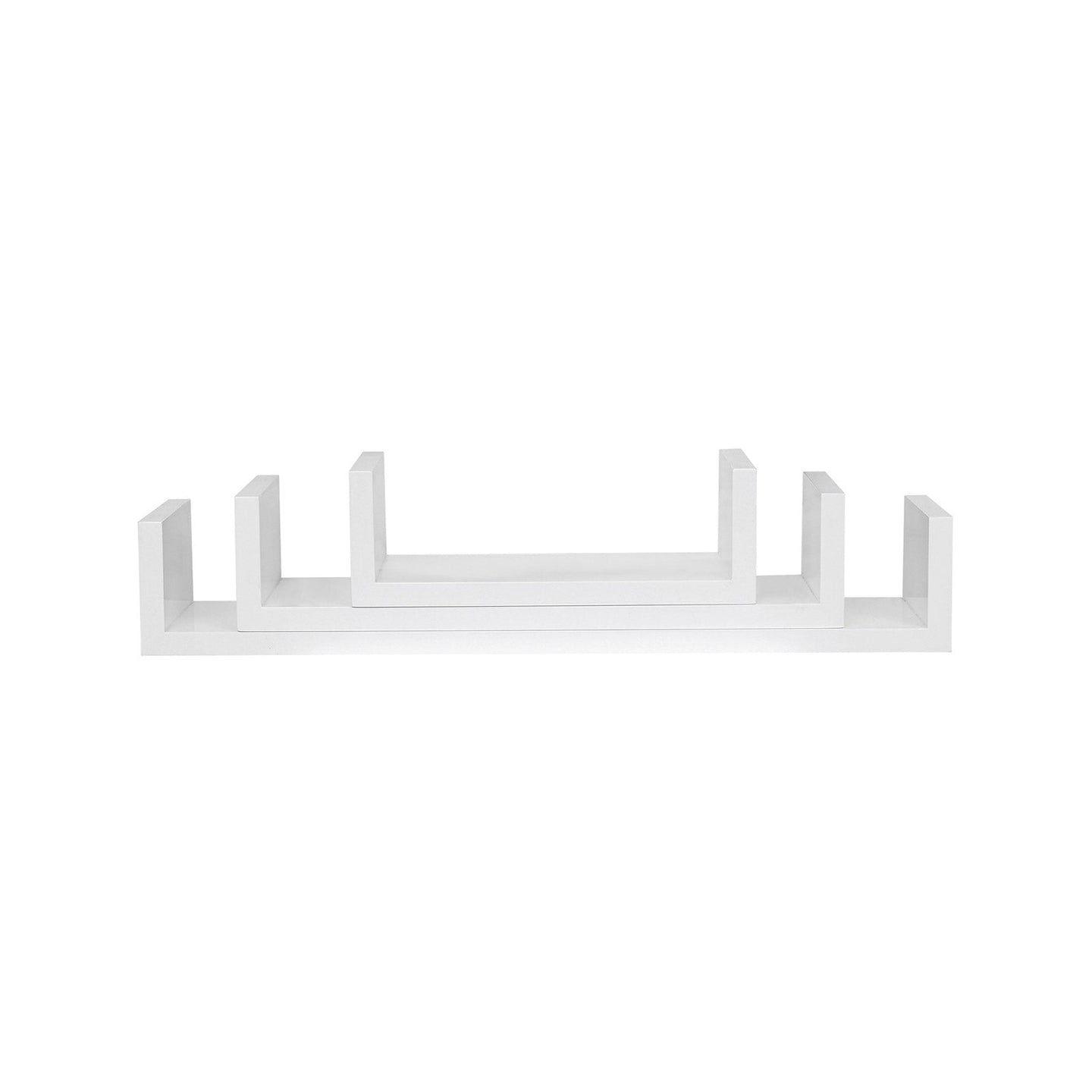U-Shaped Floating Wall Shelves - Wood - Black - Set of 3 with 15 kg Weight Capacity