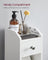 Small Bathroom Storage Cabinet - Wood - White - Adjustable Shelf with Toilet Paper Holder