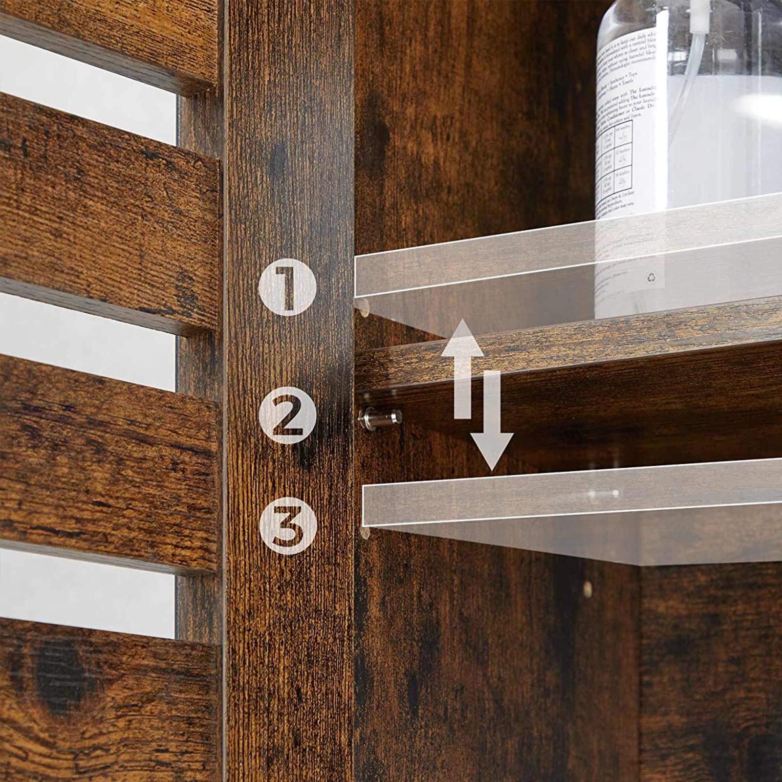 Over-The-Toilet Storage Shelf - Steel Frame - Rustic Brown and Black - Large Cabinet and Shelf