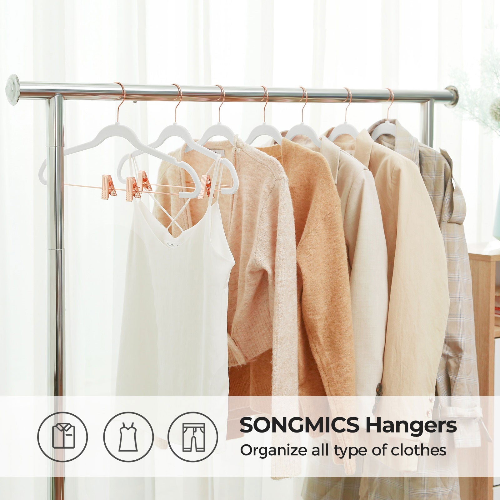 Velvet Coat Hangers - 24-Pack - White - Non-Slip